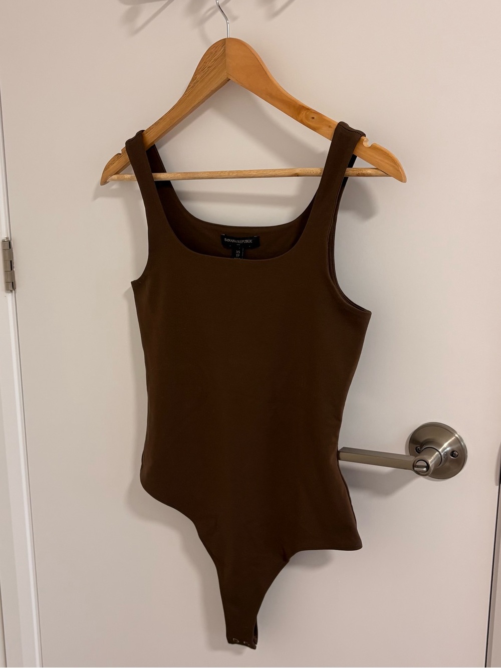 Banana Republic Chocolate Brown Rounded Square Neck Bodysuit